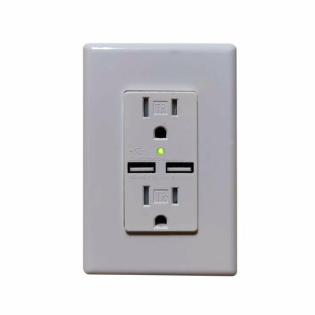 DATA PROCESSORME Wall Receptacle with 3.1A 2-USB Charging Port DA3729865